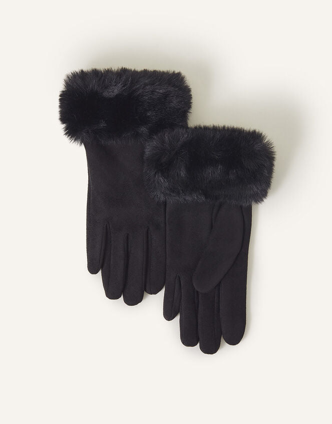 Luxurious  Fox Fur Velvet Trimmed Gloves