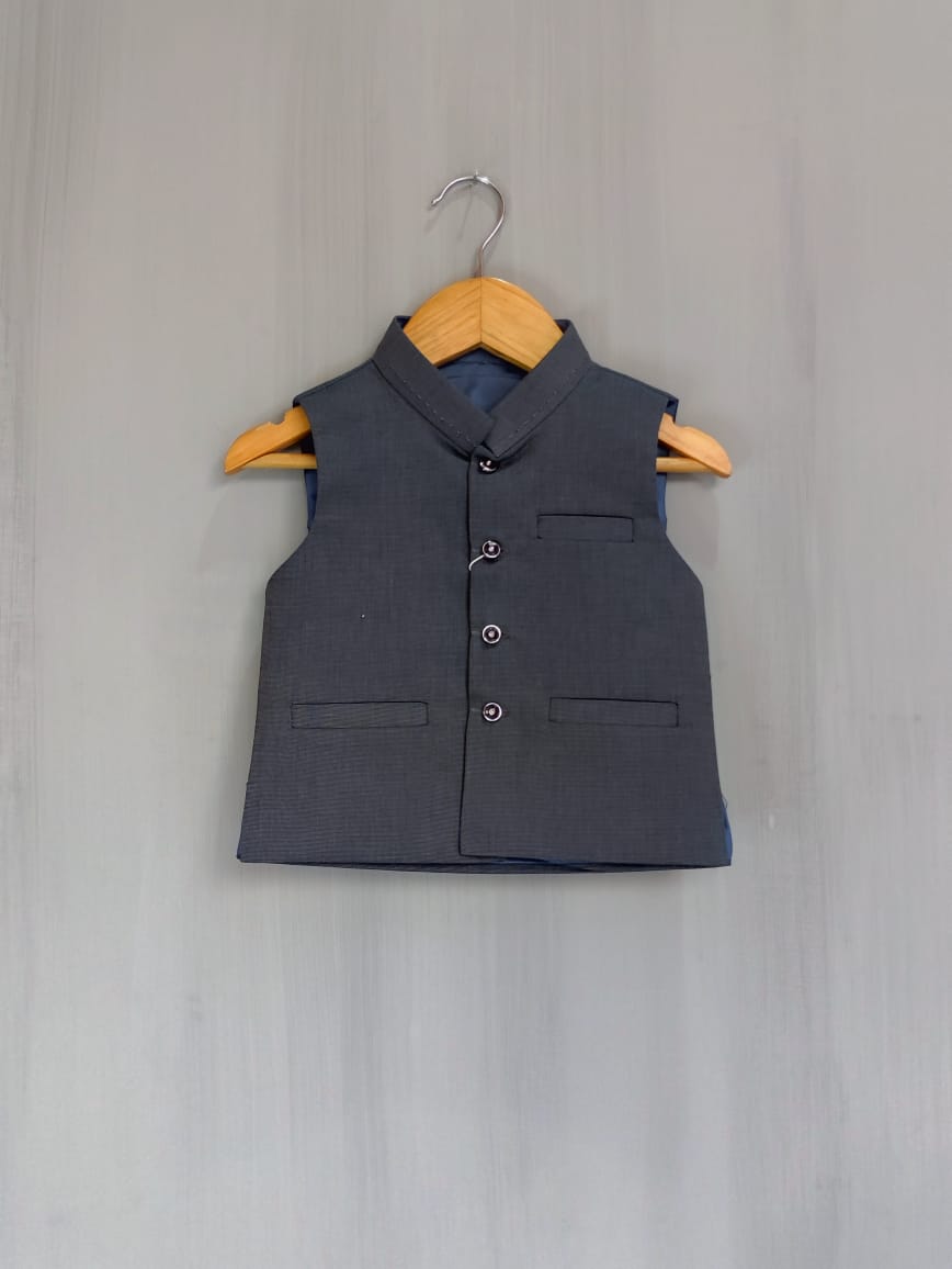 Boys Waistcoat Textured Greyish Blue