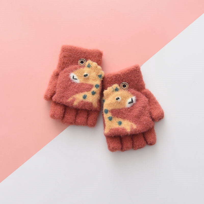 Kids Warm Gloves - Giraffe Pocket