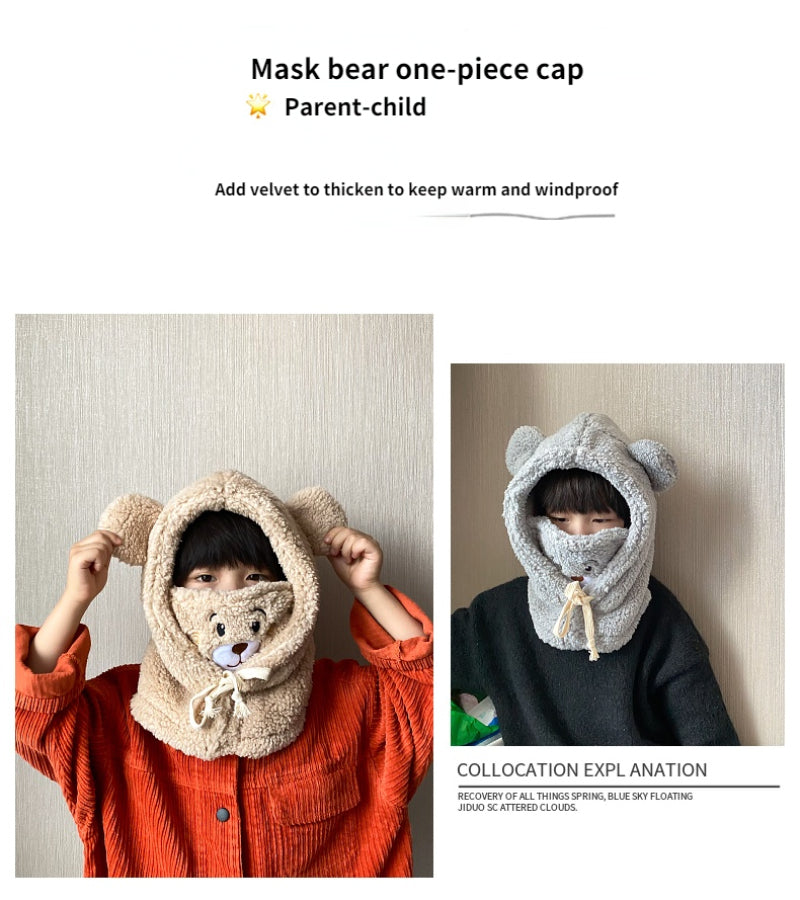 BC114 - Warm Plush 2 in 1 Cap with Mask - Free Size