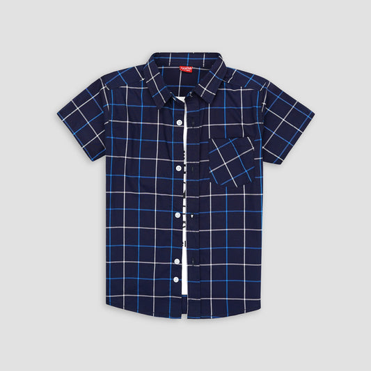 Navy Checkered Double Shirt -White Inner -DS111