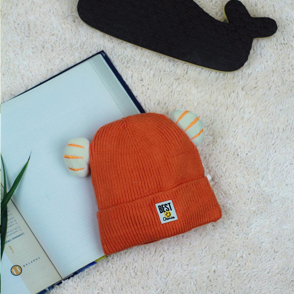 Kids Woolen Caps - Fish Fins (Orange)