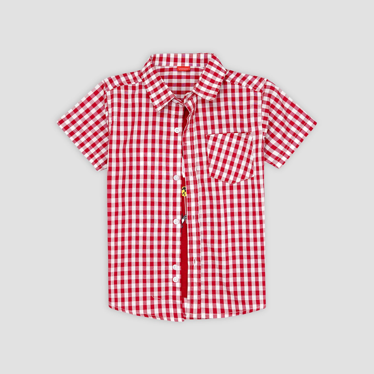 Red Chekered Double Shirt -White Inner -DS114