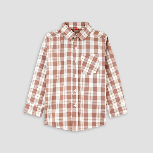 Soft brown Checkered Full Sleeves Casual shirt -BCS04