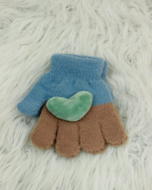 Kids Woolen Gloves - Heart