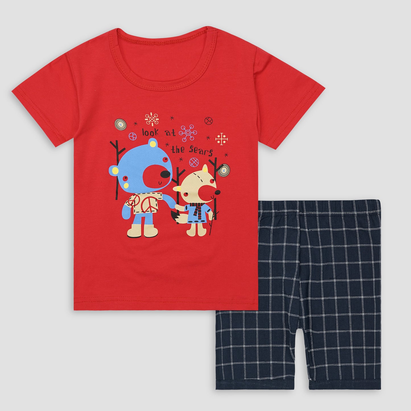 Kids Cotton T-Shirt & Shorts Set |Look at the Sears -Red -CS1114