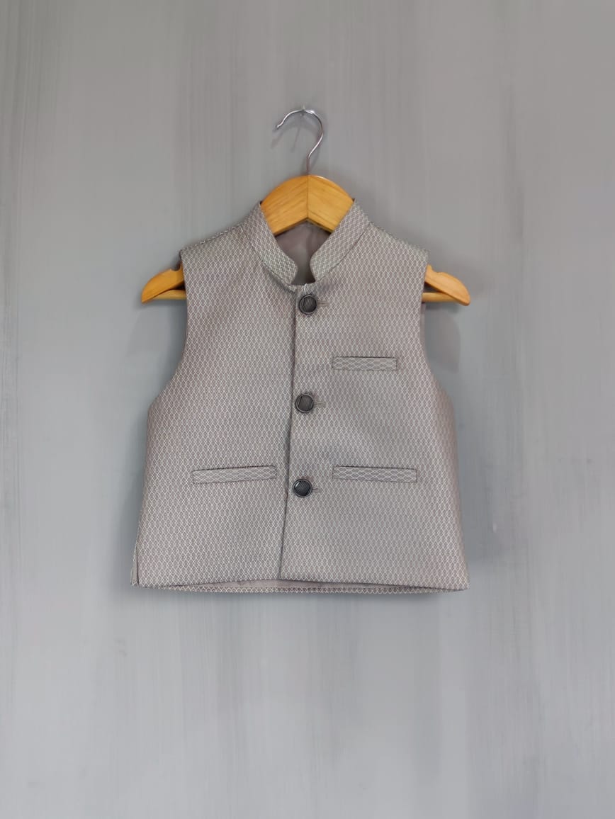 Boys Waistcoat Textured Silver Skin