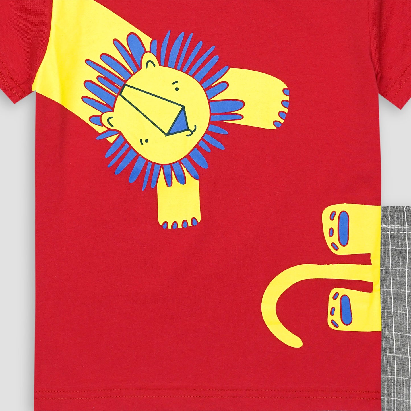 Kids Cotton T-Shirt & Shorts Set |Playful Lion -Red -CS1111