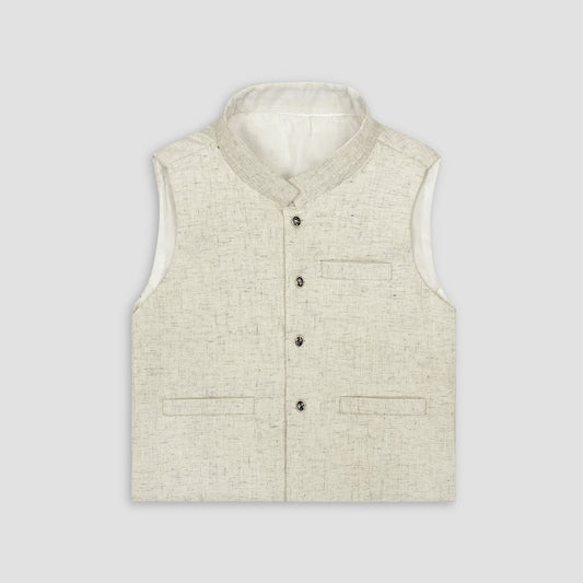 Boys Waistcoat Textured Ivory -WC24