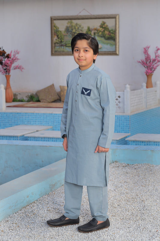 Eagle Patch Grey Boys Suit