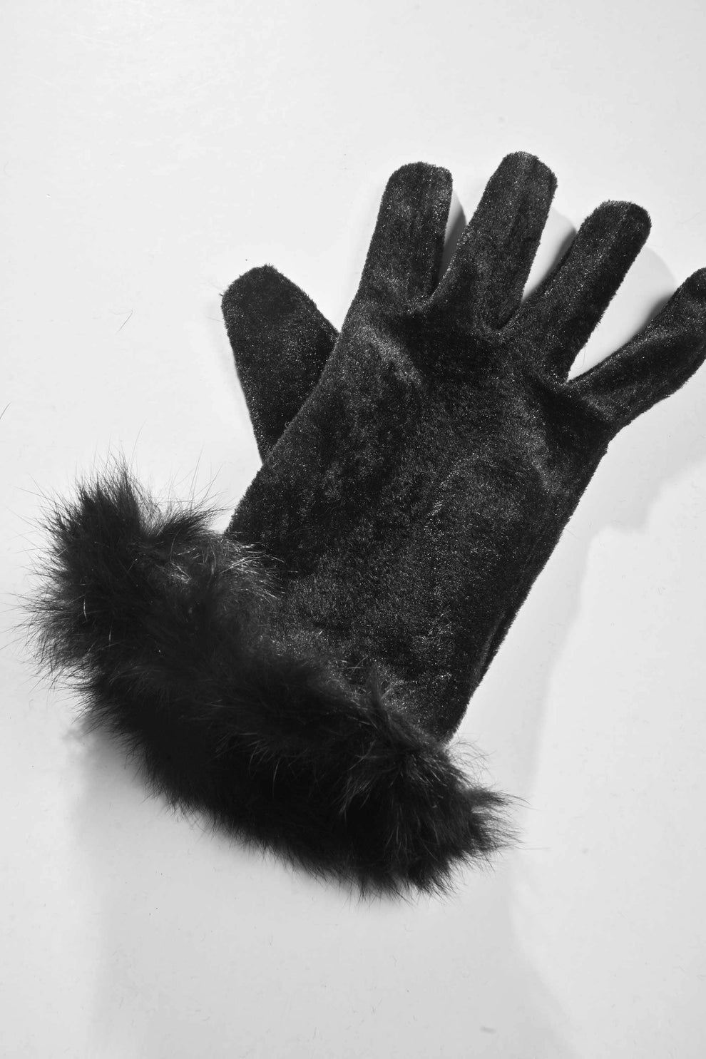 Luxurious  Fox Fur Velvet Trimmed Gloves