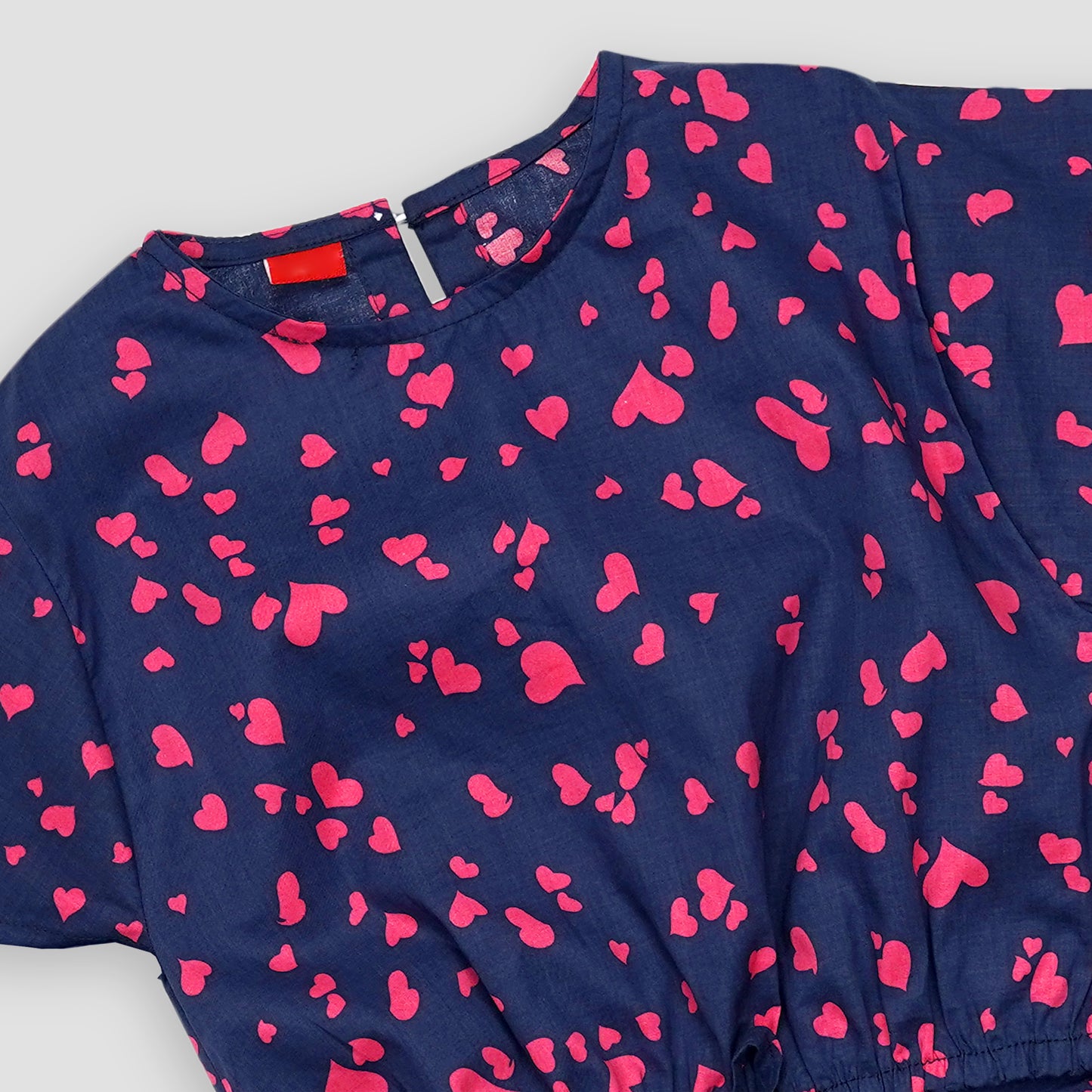 Blue with Pink Hearts crop-top with Bell Bottom -CT139