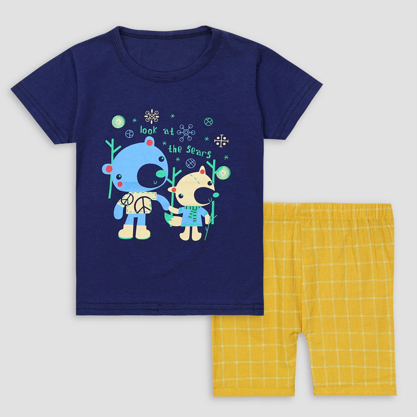 Kids Cotton T-Shirt & Shorts Set |Look at the Sears -Blue CS1115