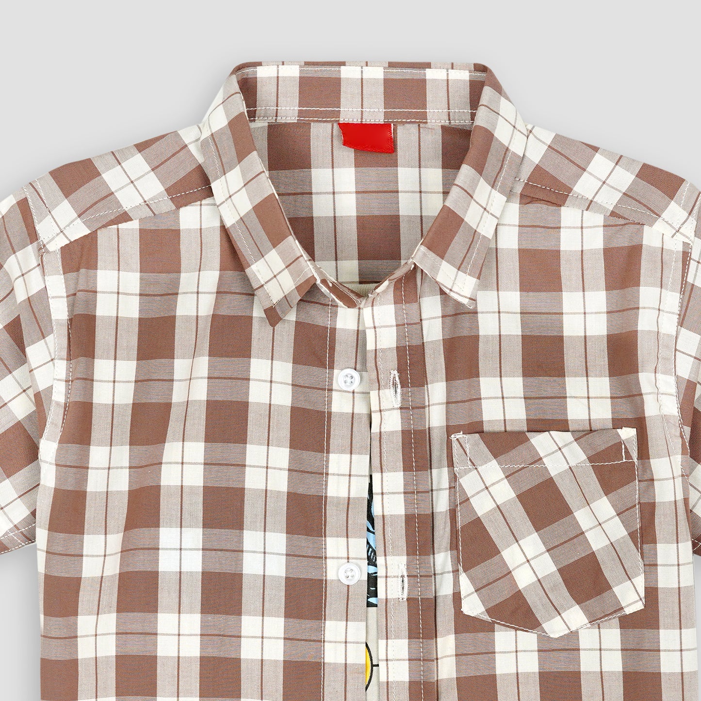 Brown Chekered Double Shirt -Skin Inner -DS115