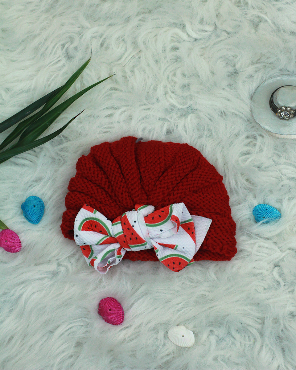 Woolen Turban Caps - Multi Bow