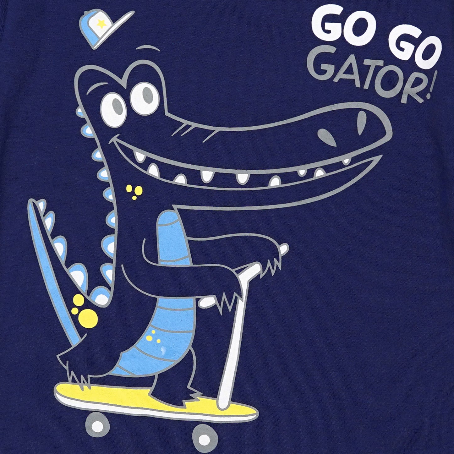 Kids Cotton T-Shirt & Shorts Set |GO GO Gator Skate Dino -Navy -CS1126