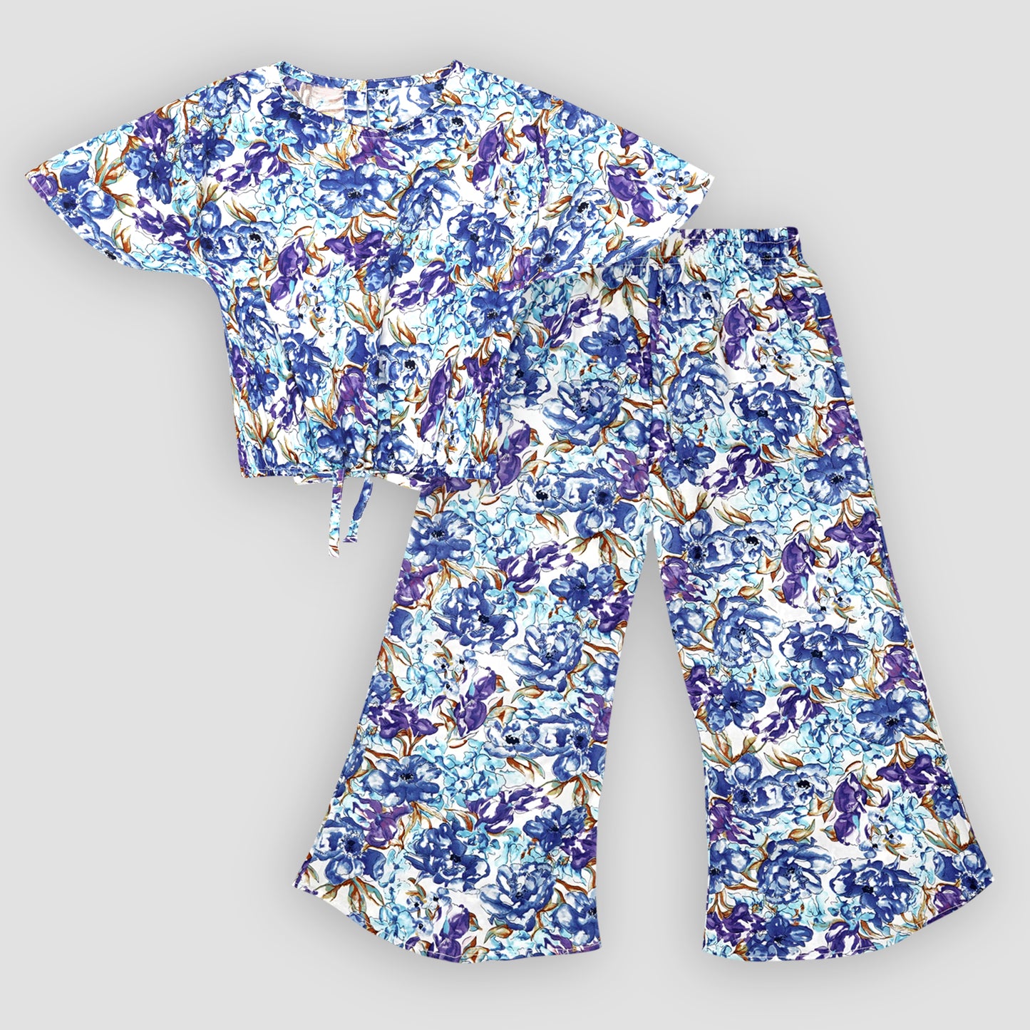 Royal Flowers crop-top with Bell Bottom -CT143