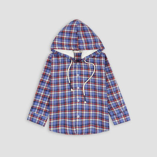 Checkered Blue/Red Flalen Hoodied Shirt