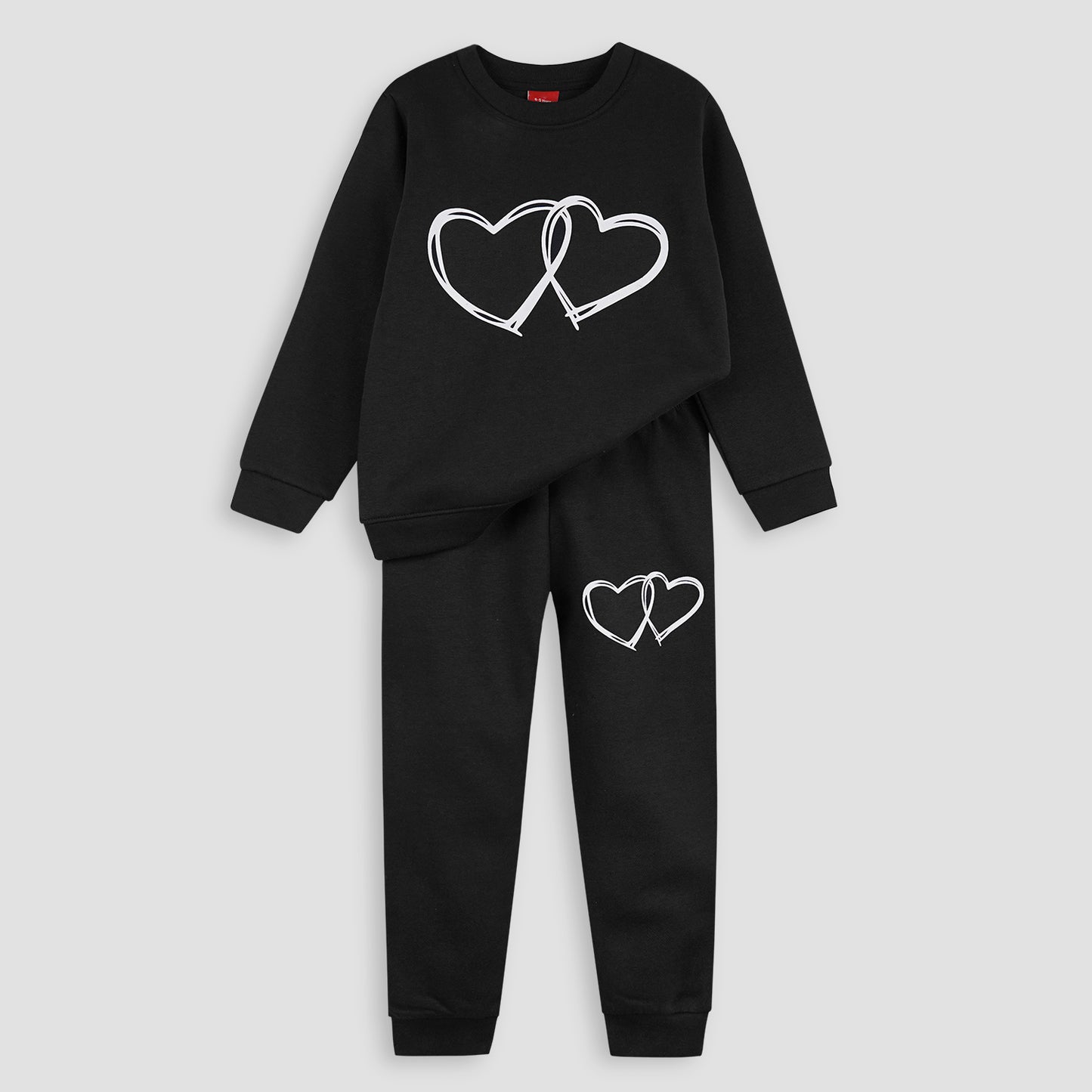 Twin Heart Black Fleece Jogger Suits