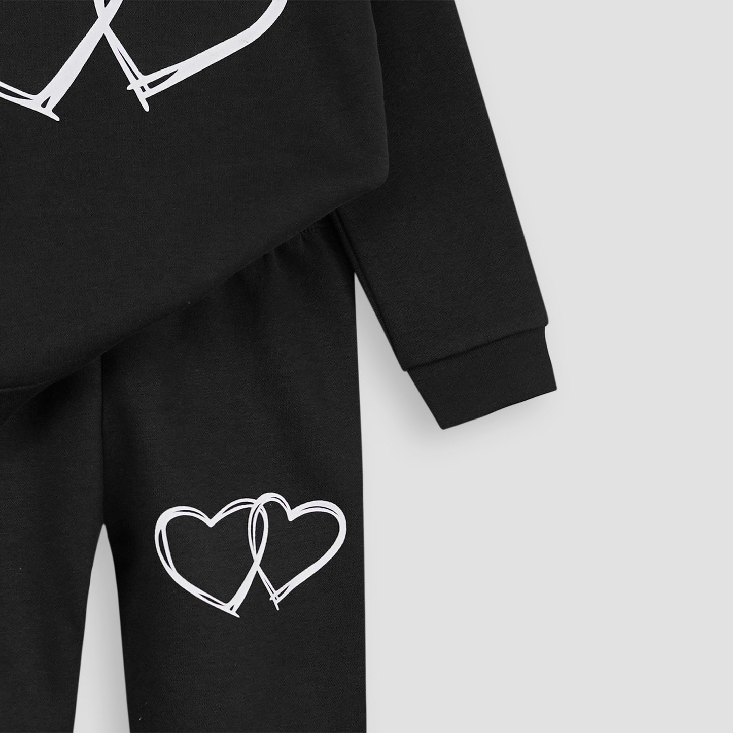 Twin Heart Black Fleece Jogger Suits