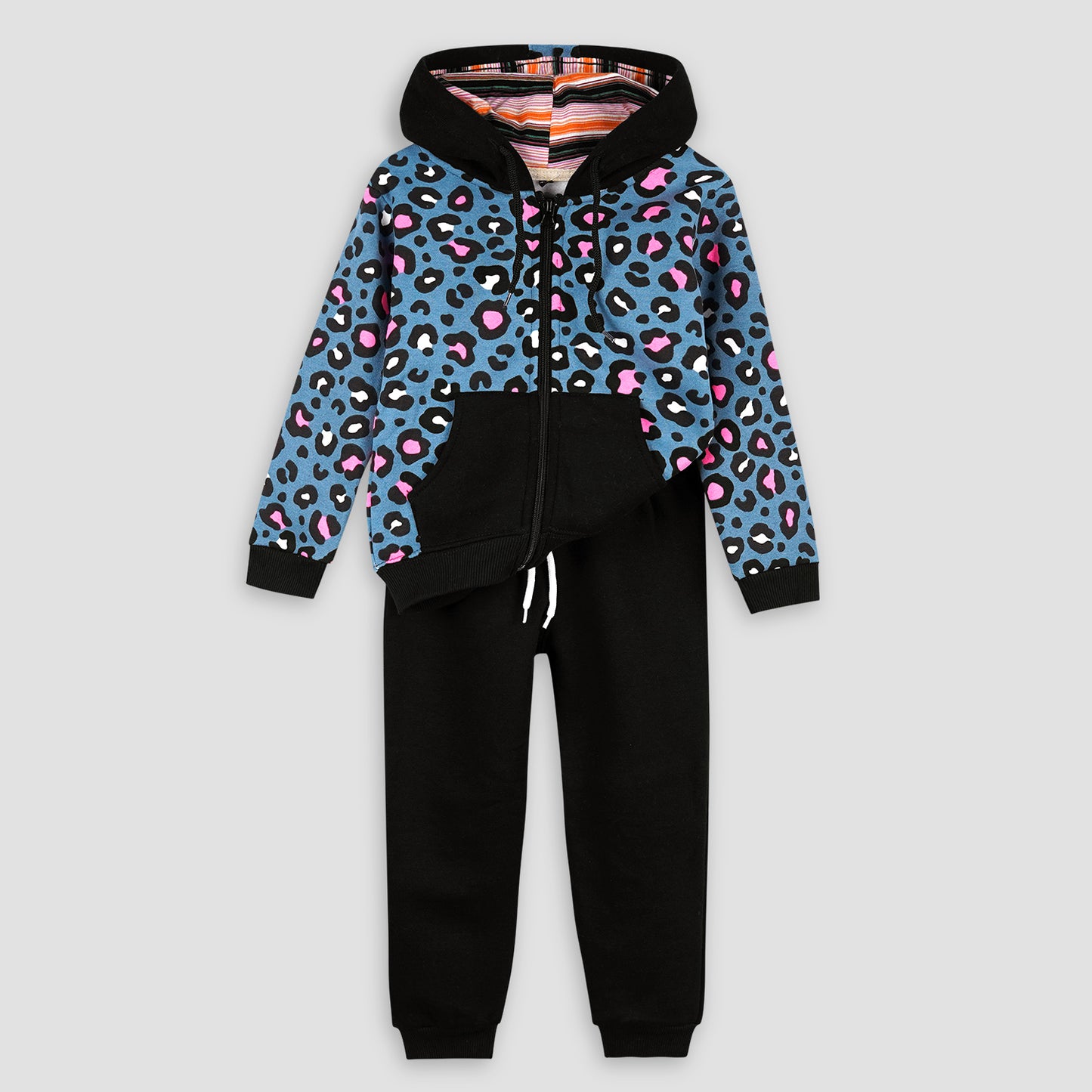 Cheetah Zipper Fleece Jogger Suits