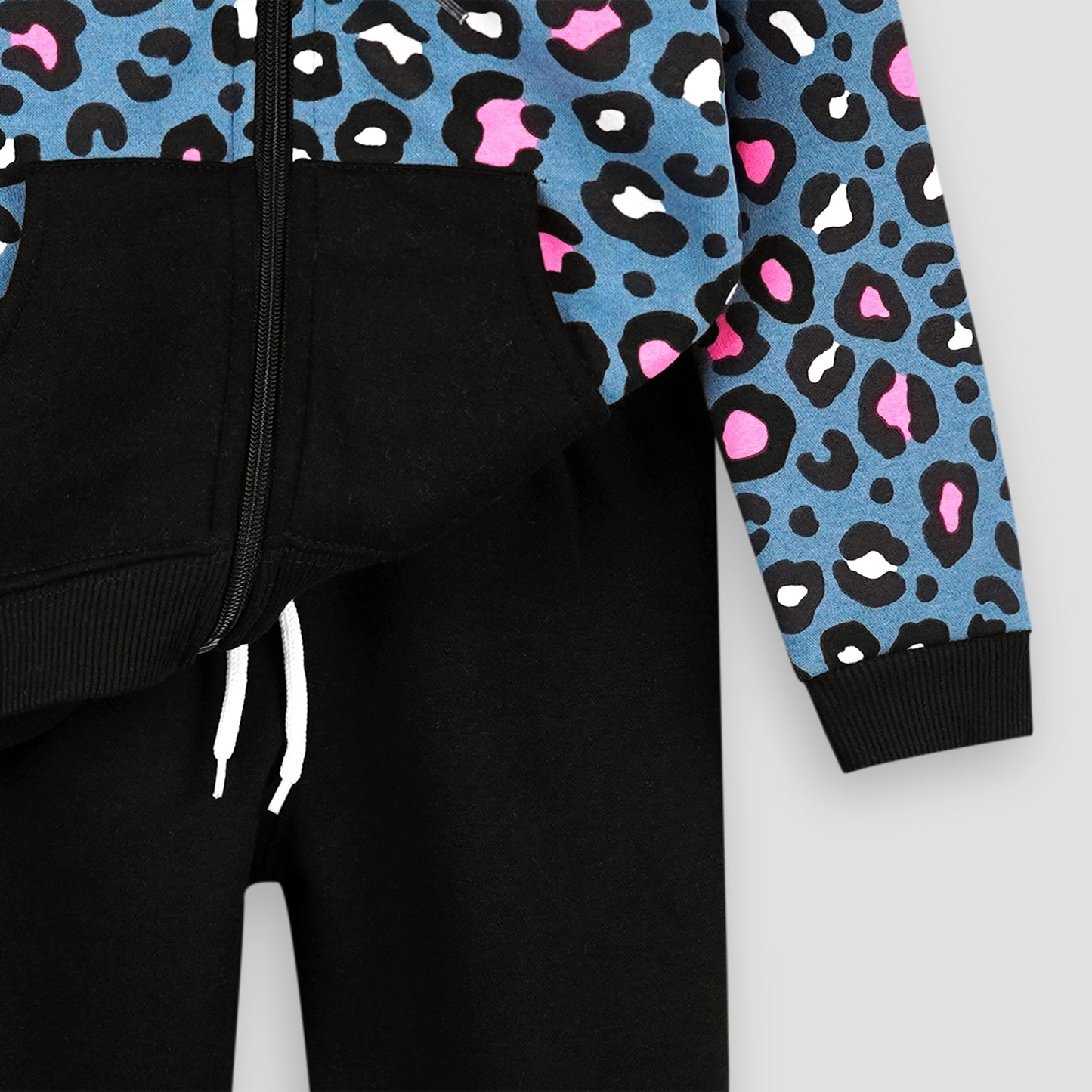 Cheetah Zipper Fleece Jogger Suits