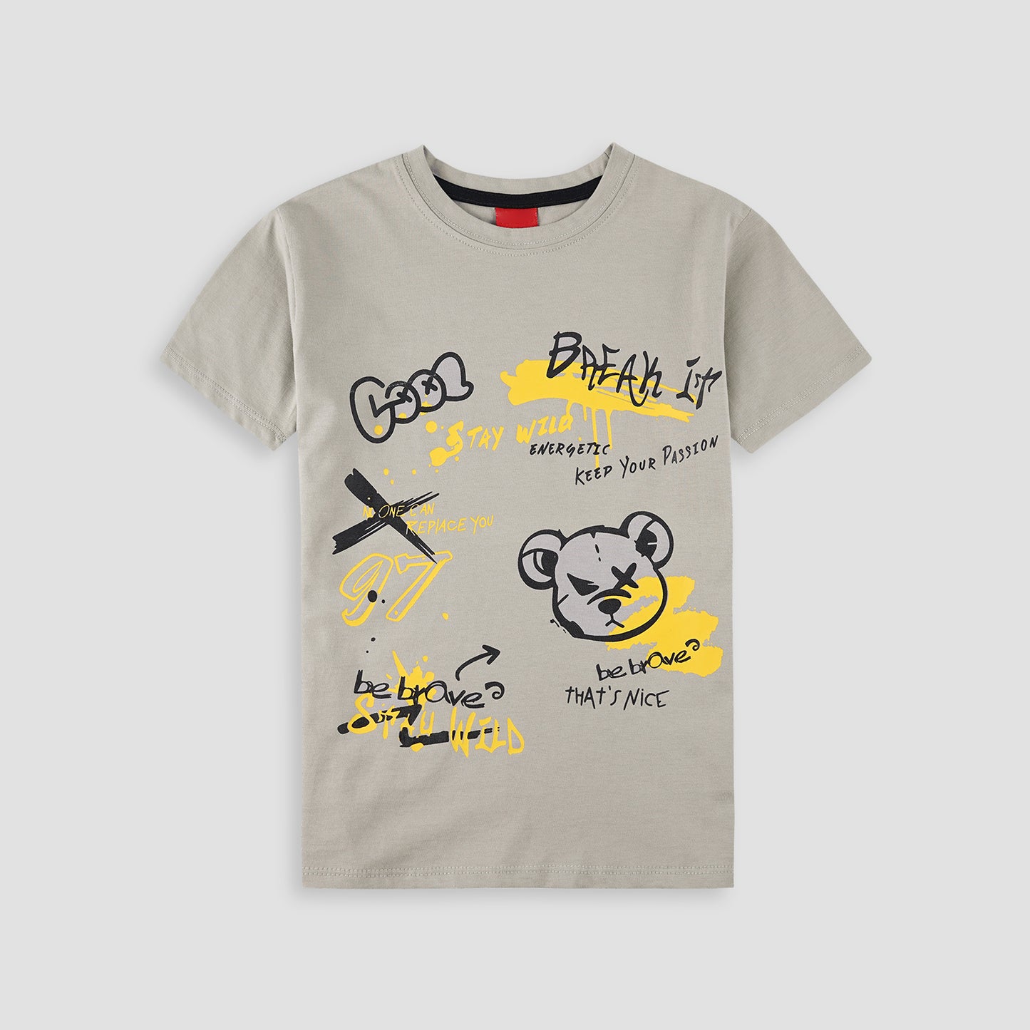 Boys Graffitti T-Shirt-Cool Grey