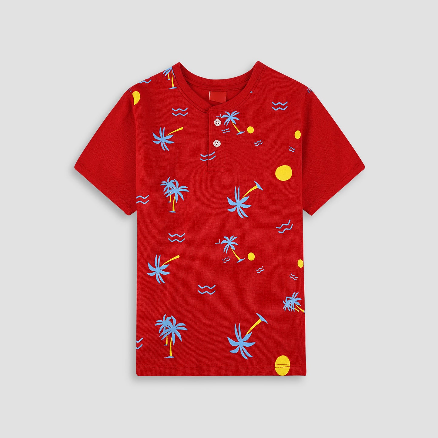 Beach Tree Red Henley Polo Shirts