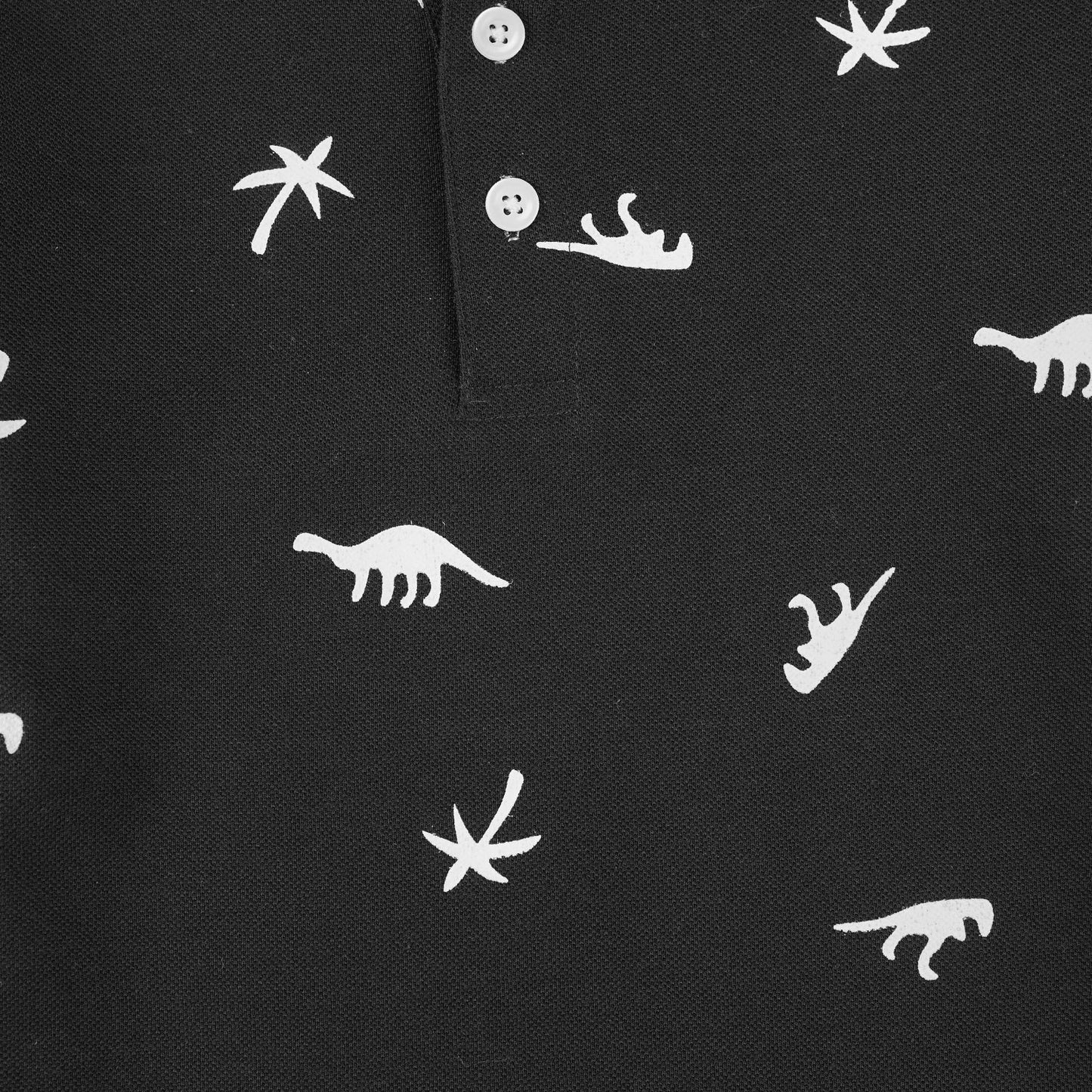 Dino Black Henley Polo Shirt