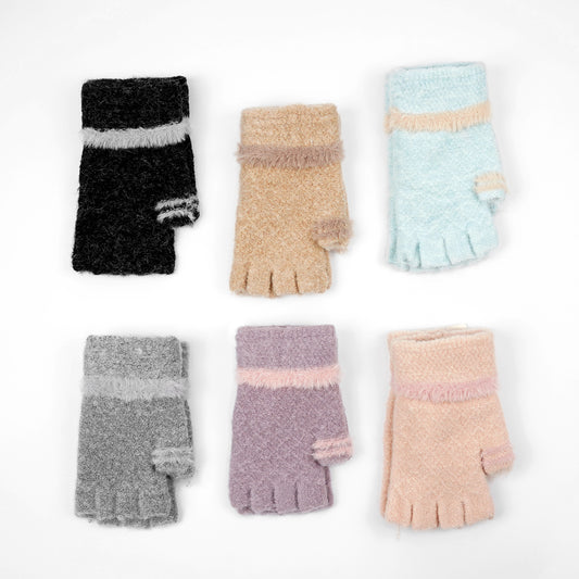 LADIES FINGERLESS WINTER WOOLEN MITTENS