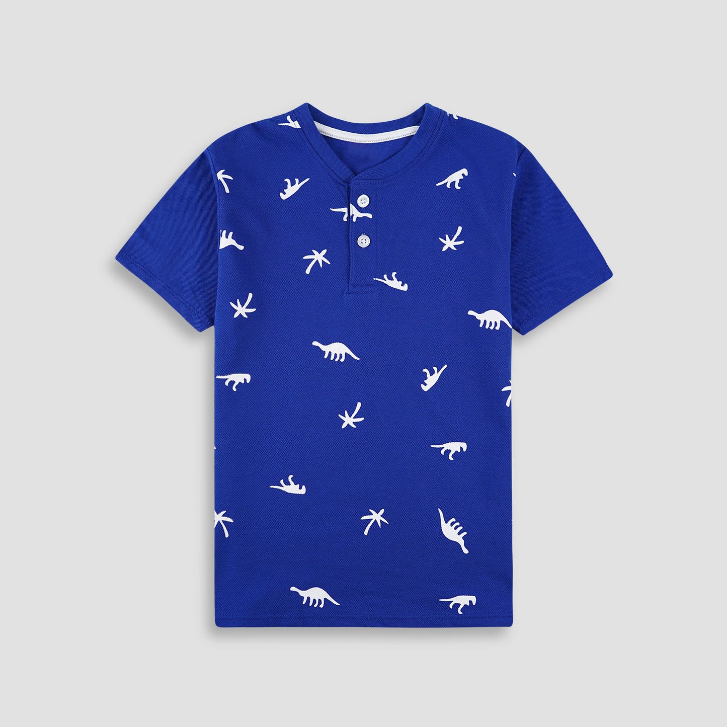 Dino Blue Henley Polo Shirt