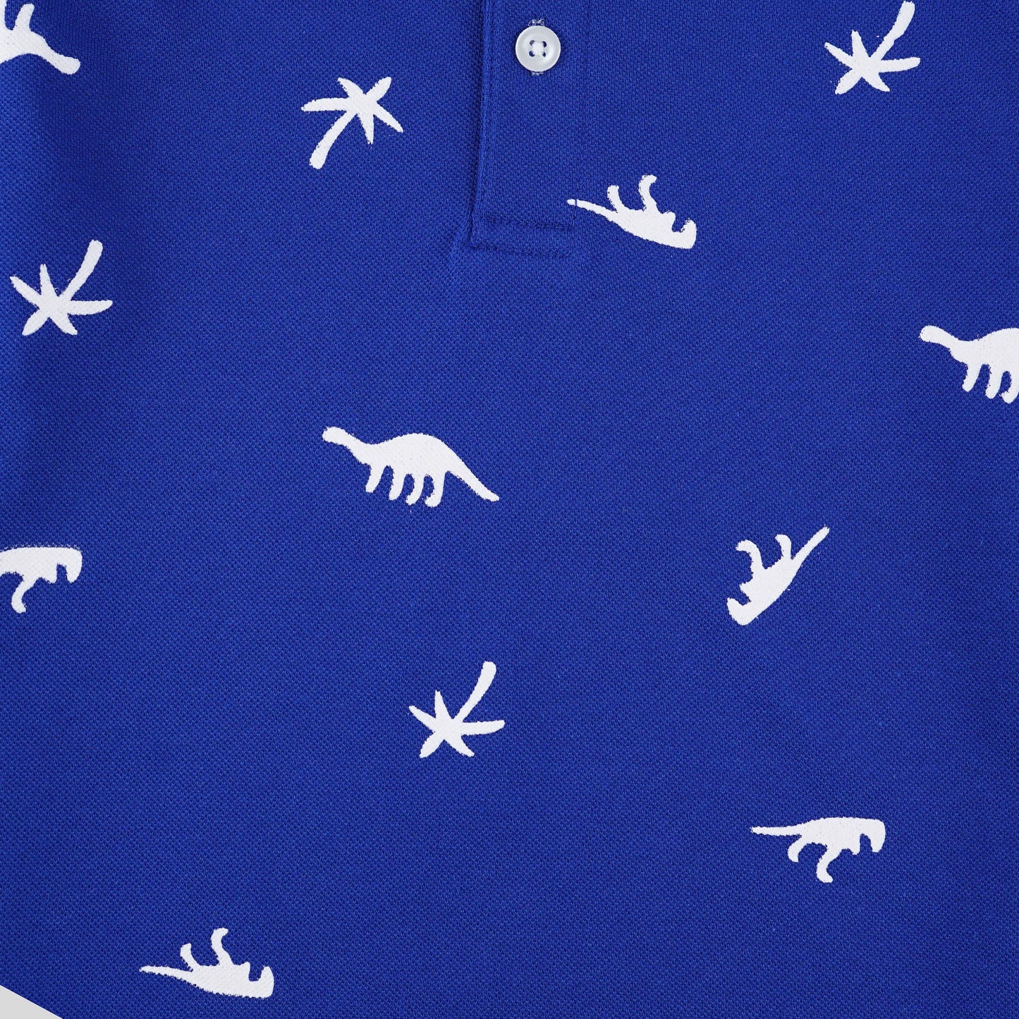 Dino Blue Henley Polo Shirt