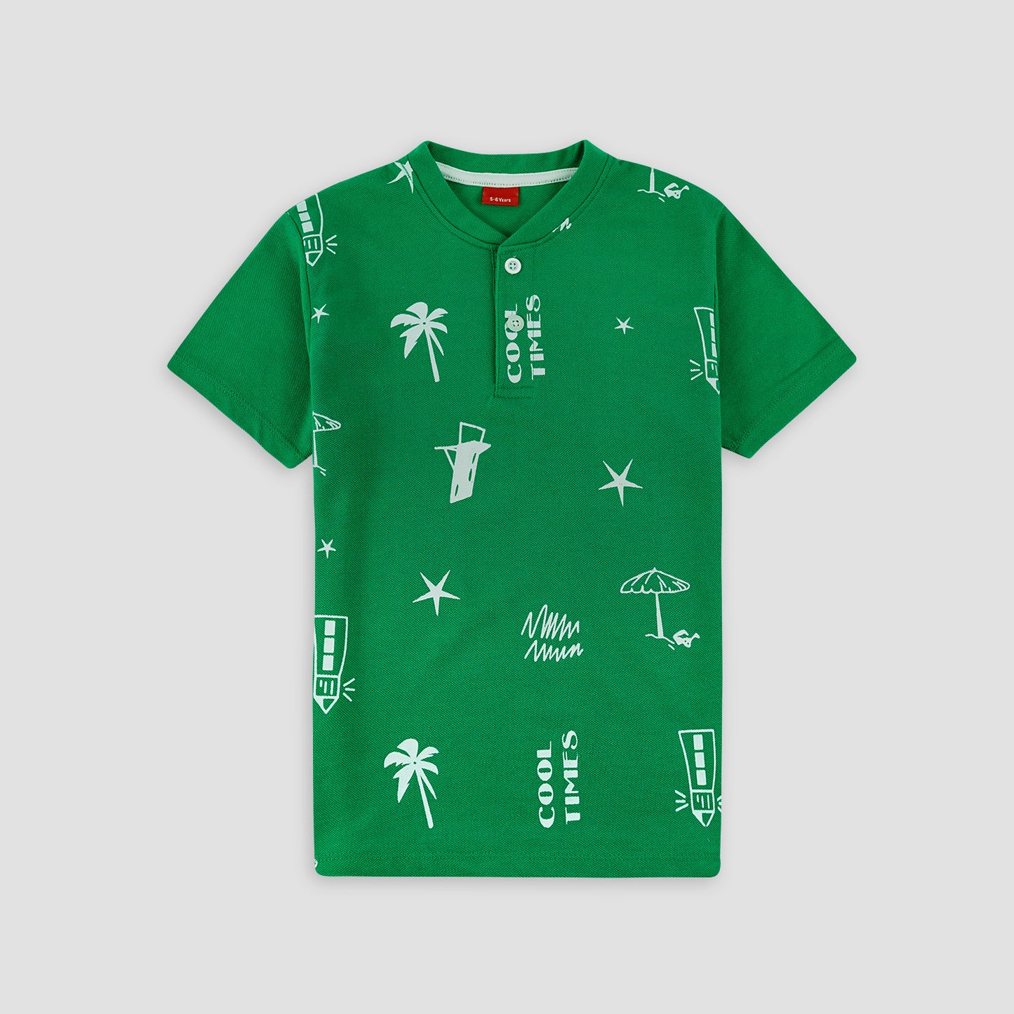 Cool Times Green Henley Polo Shirt