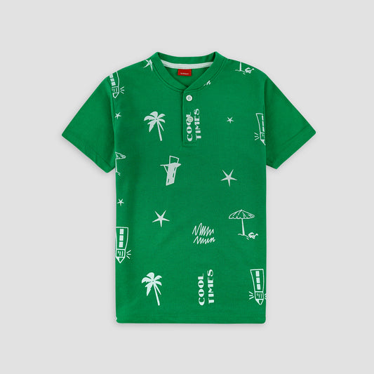 Cool Times Green Henley Polo Shirt