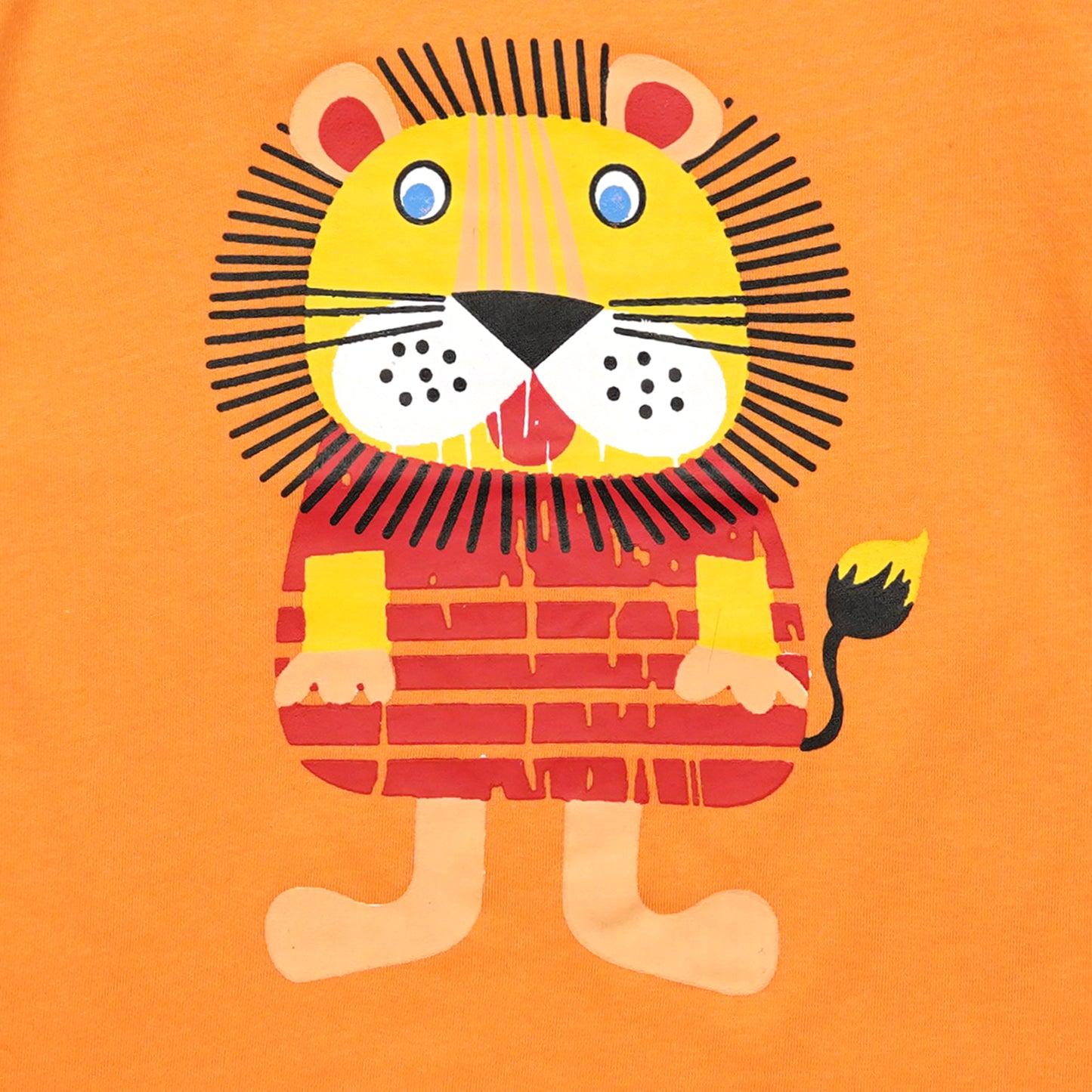 Kids Cotton T-Shirt & Shorts Set |Lion Cat -Orange -CS1108