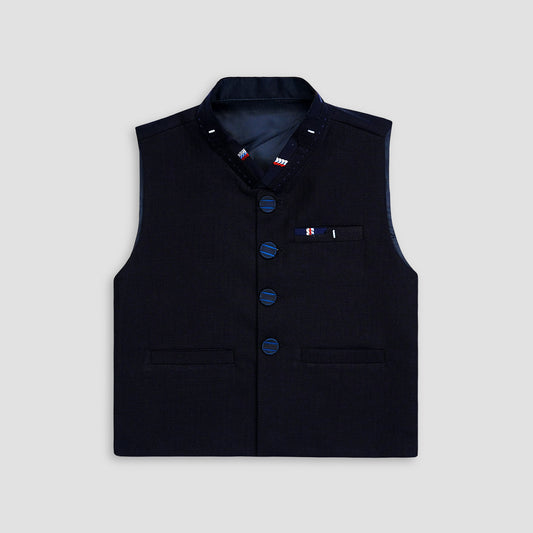 Boys Waistcoat Navy with thread Work -WC05