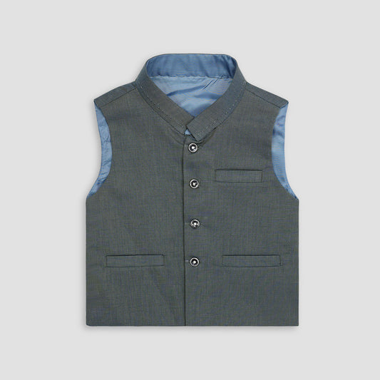 Boys Waistcoat Textured Greyish Blue -WC19