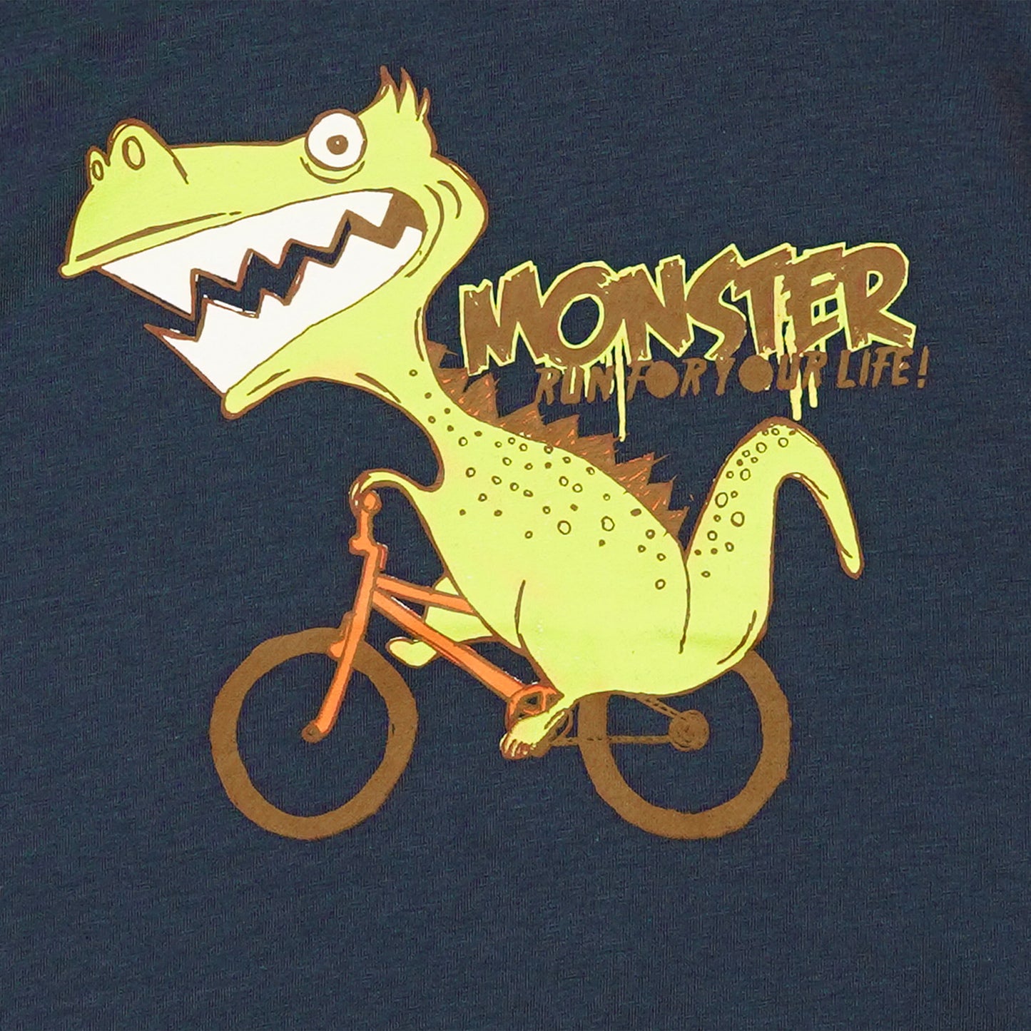 Kids Cotton T-Shirt & Shorts Set |Monster Cycling Dino -Blue -CS1117