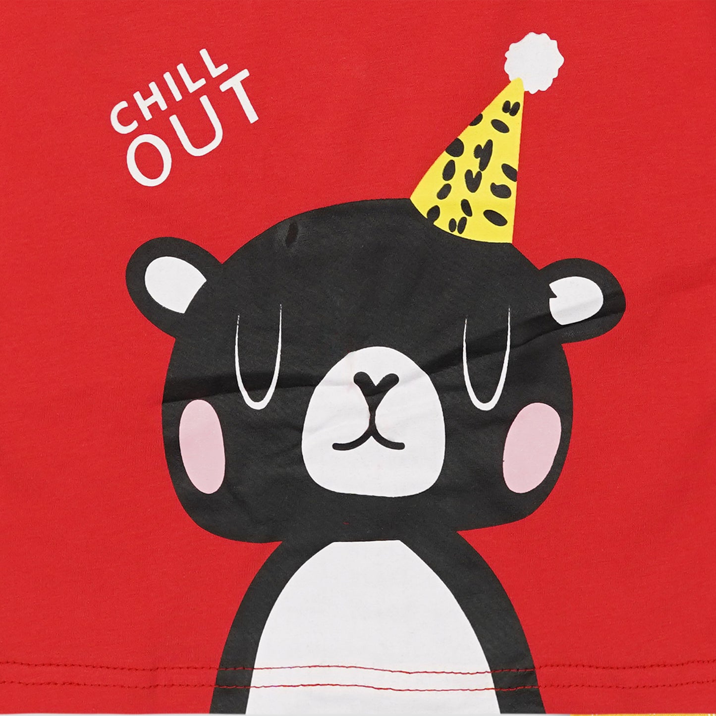 Kids Cotton T-Shirt & Shorts Set |Chill out Bear -Red -CS1129