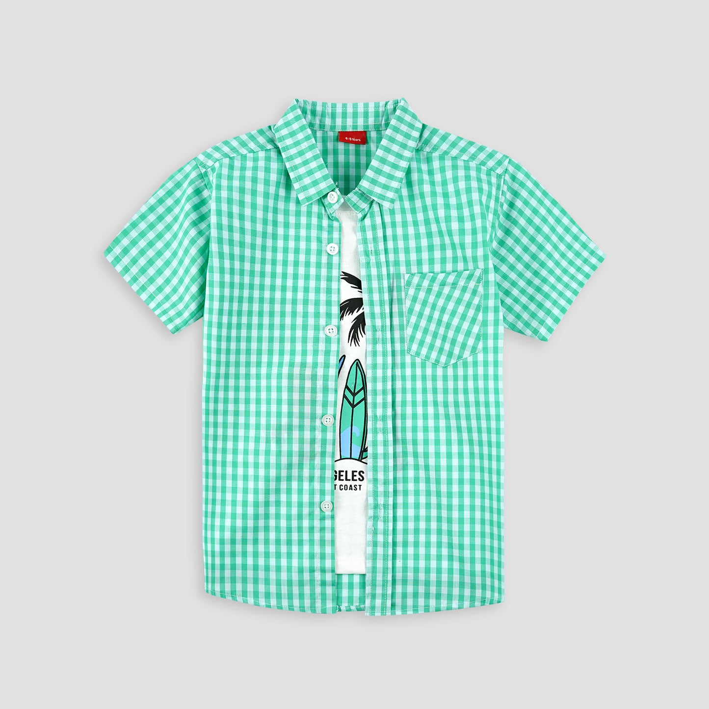 Green Check Double Shirt - Surfing