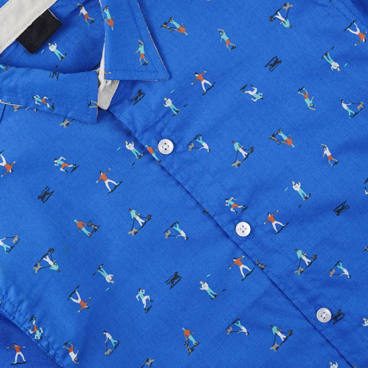 Playful Printed Royal Blue Casual Shirt-Boys