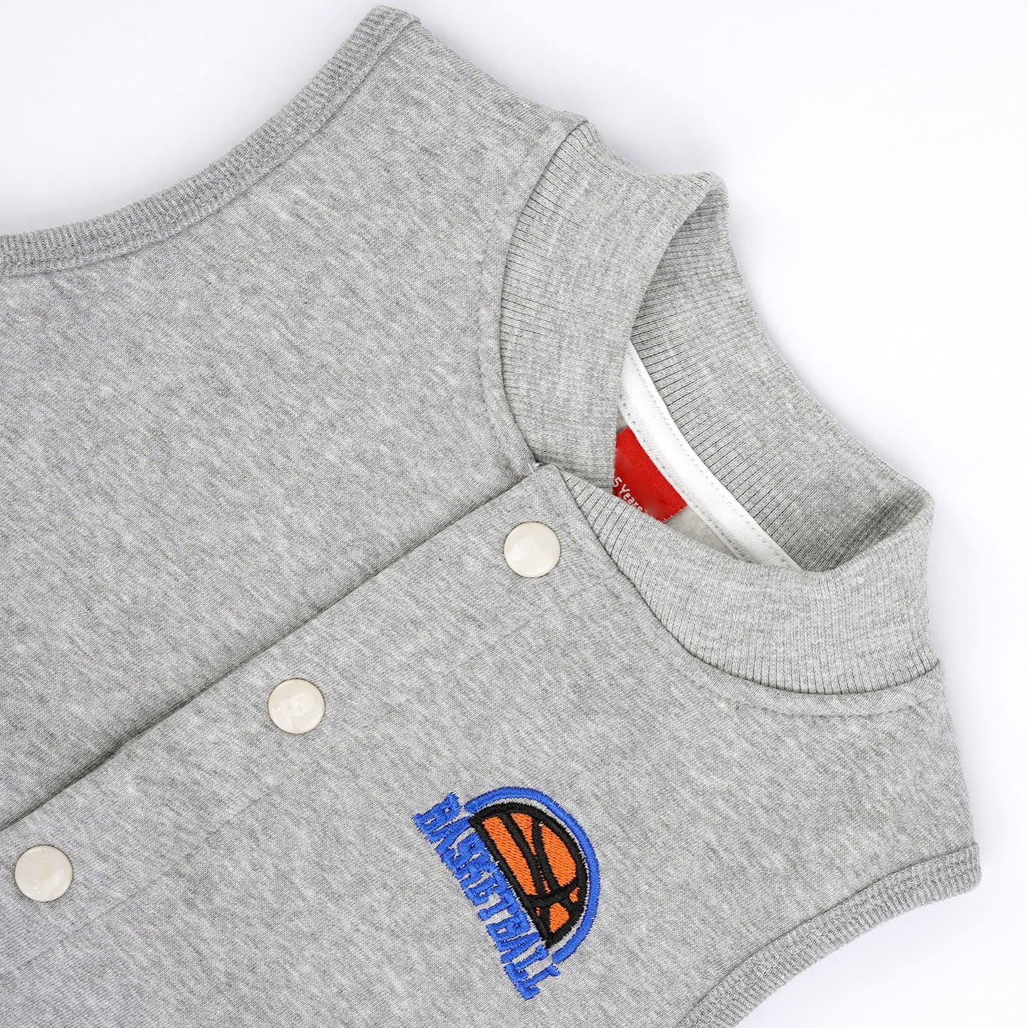 Sleeveless Baseball Fleece Jacket-Grey