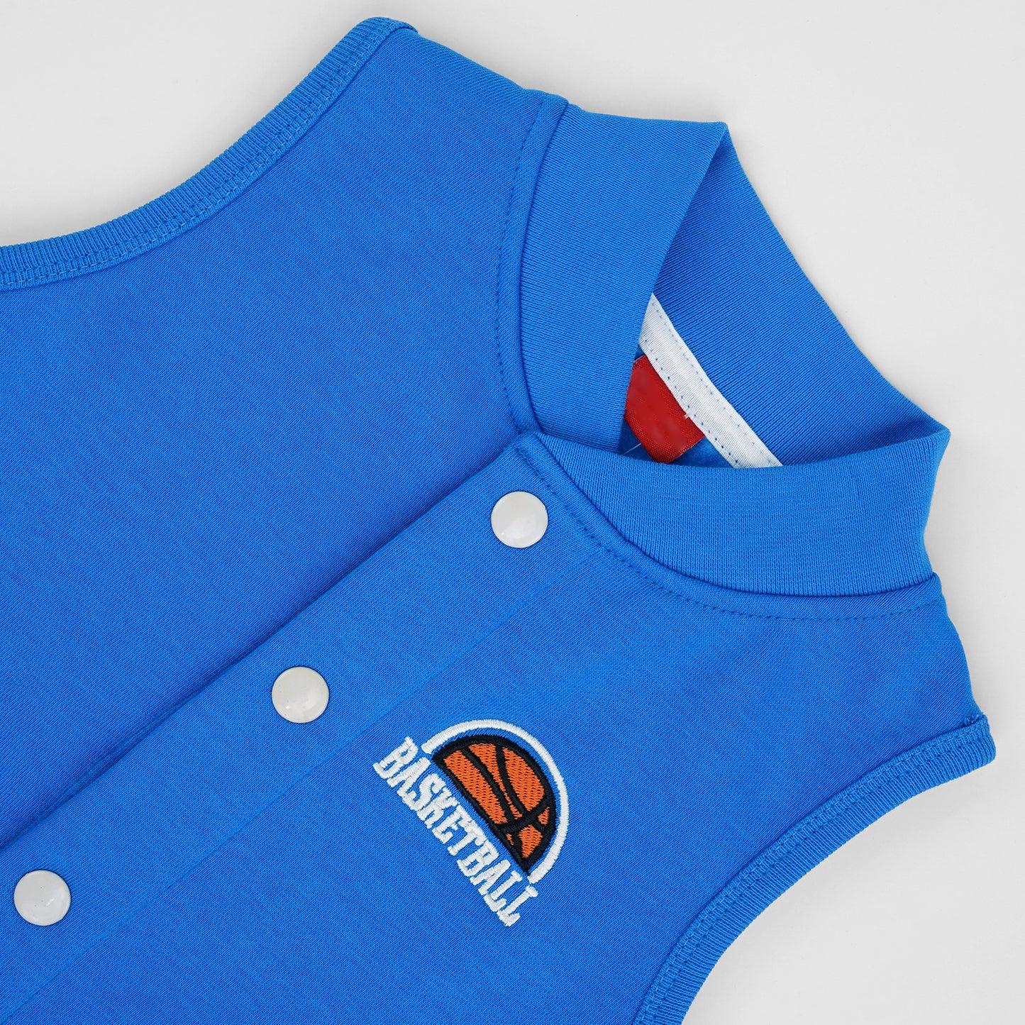 Sleeveless Baseball Fleece Jacket-Blue