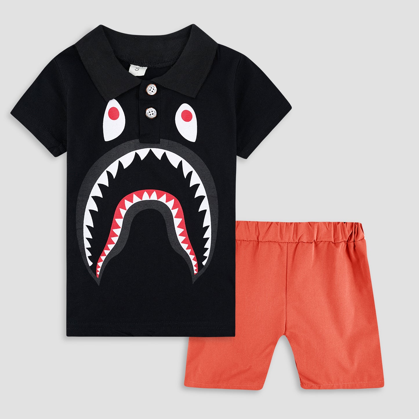 Polo Playdates Set with Shorts -Black Monster