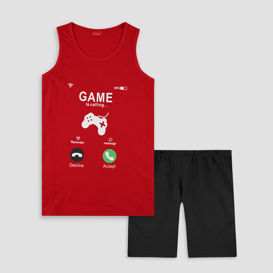 Gamer Red Sando Suit-Red&Black