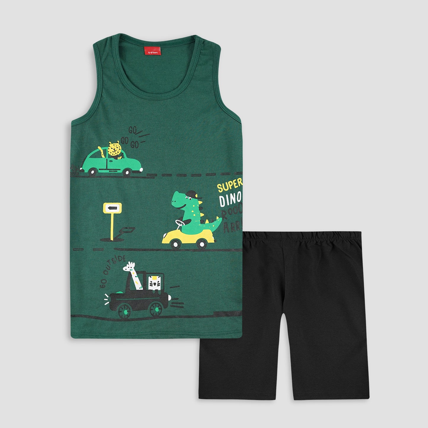 Dino Ride Sando Suit-Green