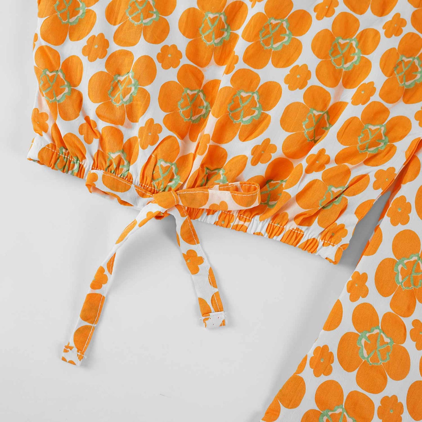 Crop-top with Bell Bottom- Polka Orange