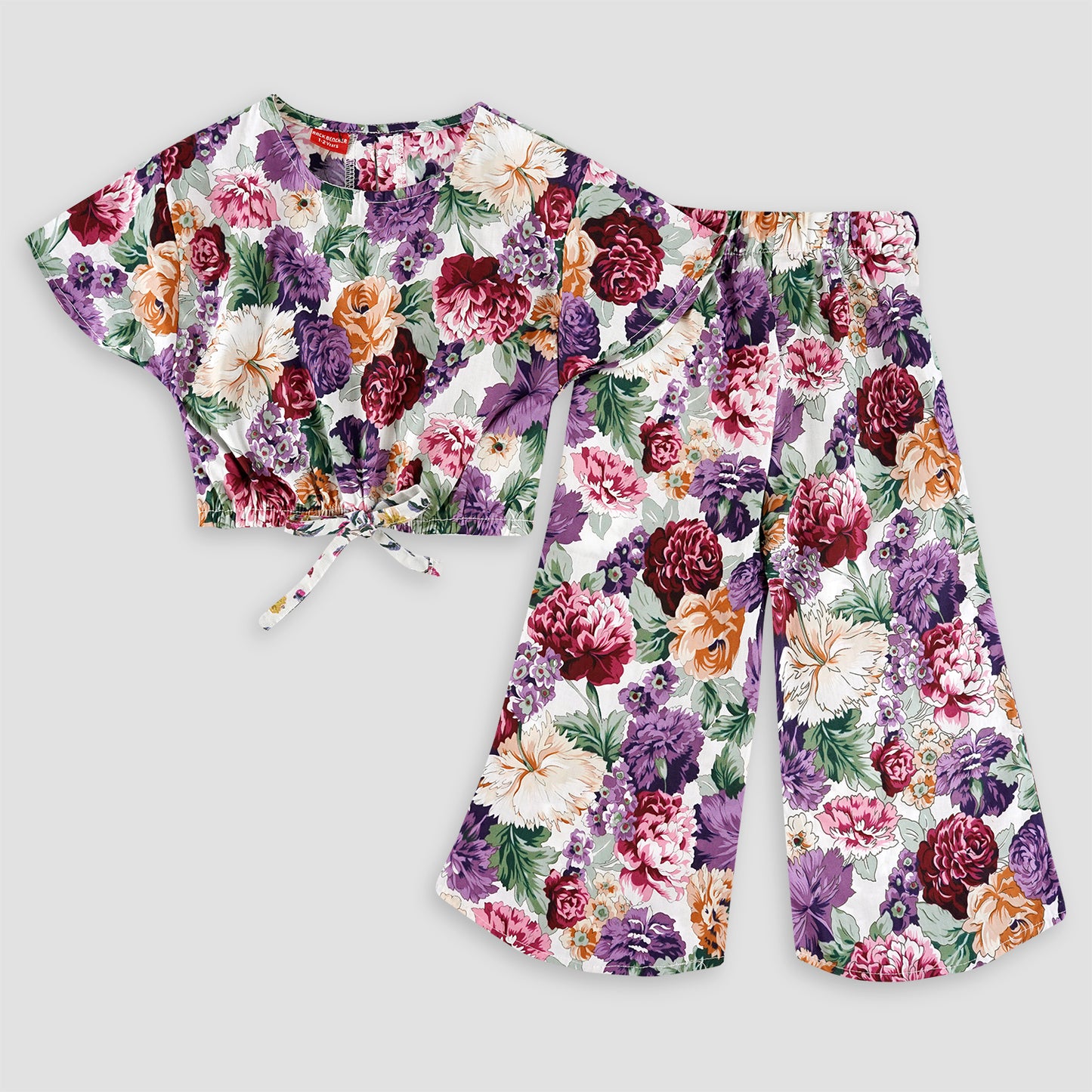 Girl crop-top with Bell Bottom- Blooming Flowers