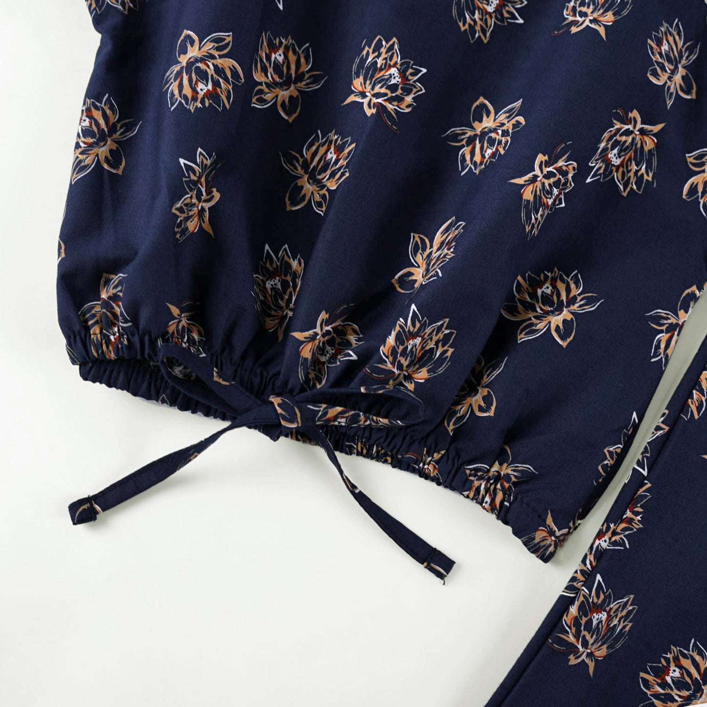 Crop-top with Bell Bottom- Navy Printed