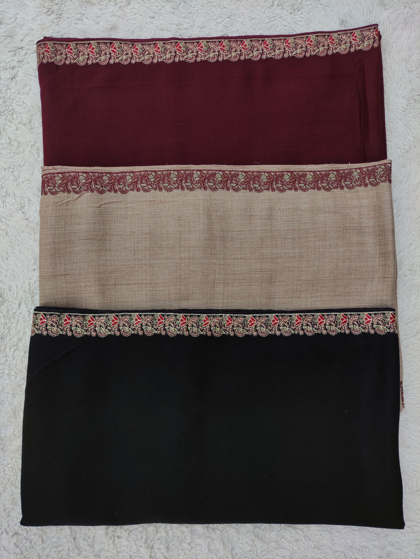 Embroidered Kashmiri Tilla Patti Pashmina Shawl - LS 17